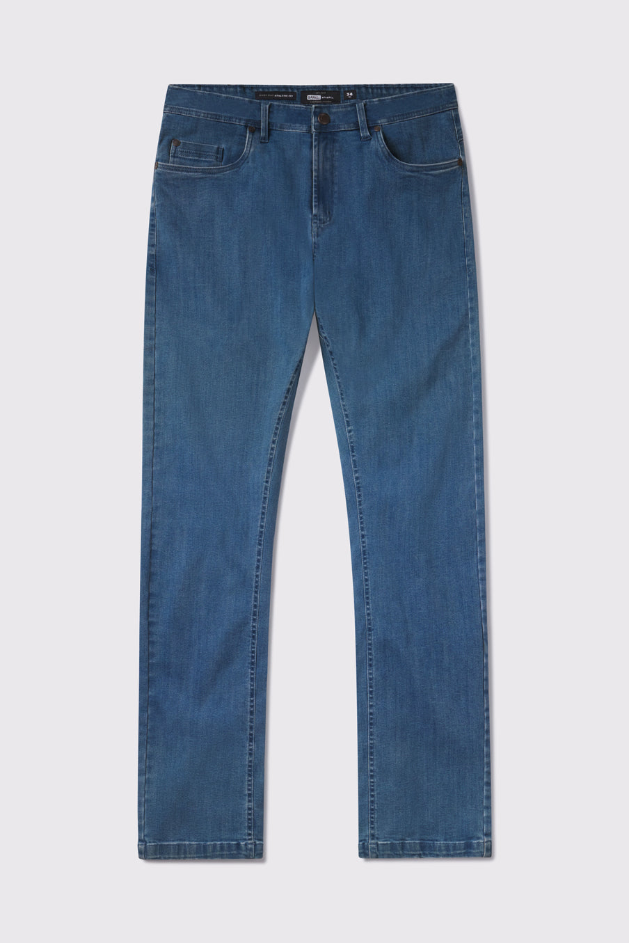 Mens Boot Cut Athletic Fit Jeans 2.0 -Light Wash - photo from front flat lay #color_light-wash