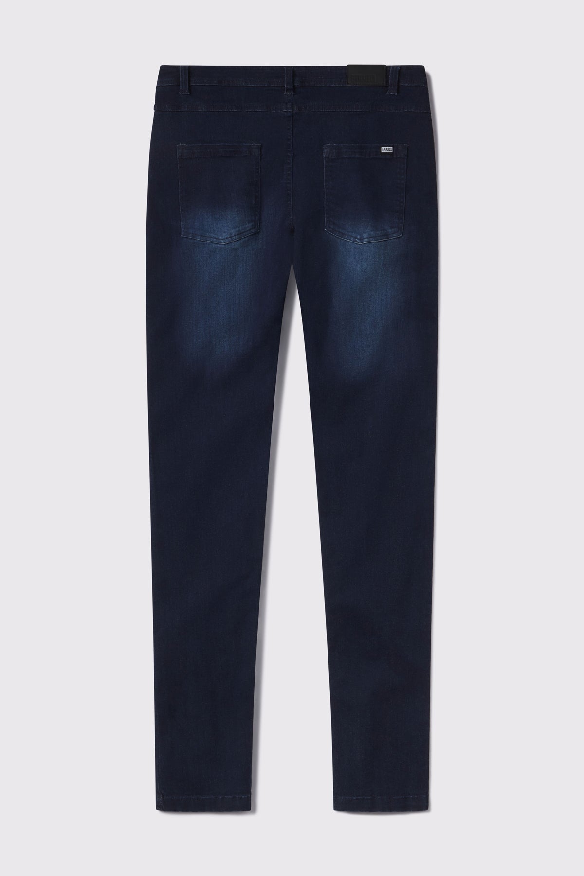 Mens Slim Athletic Fit Jeans 2.0 -Dark Distressed - photo from back flat lay #color_dark-distressed
