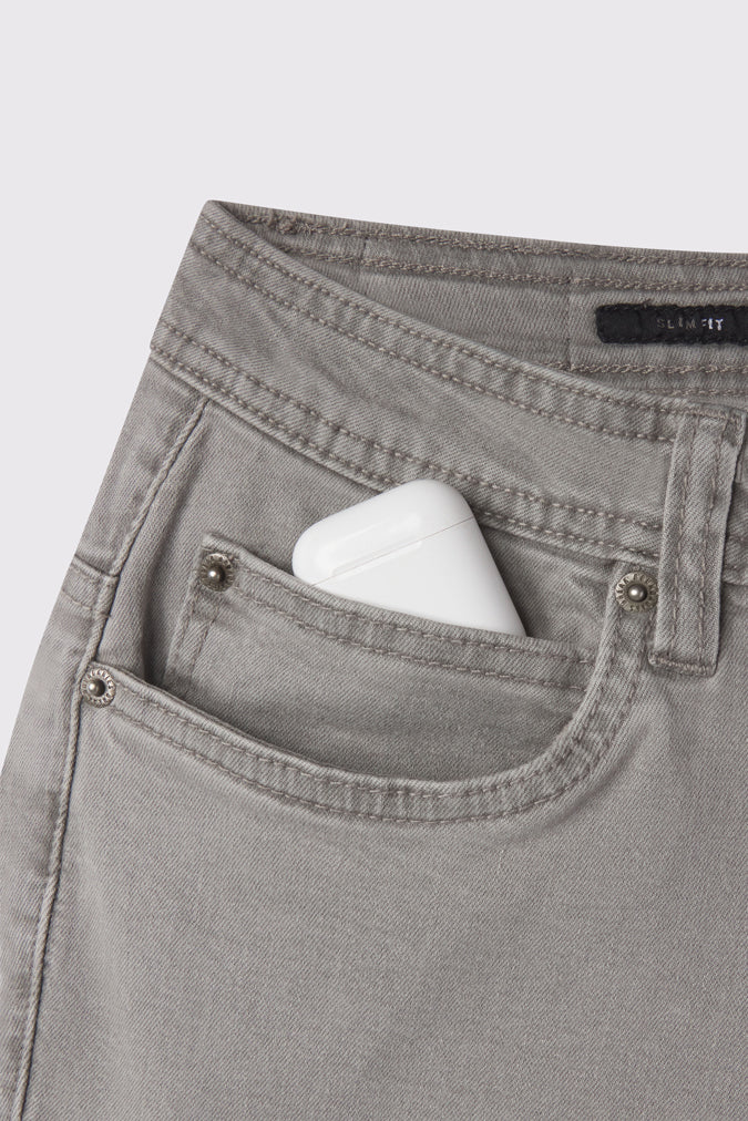 Mens Slim Athletic Fit Jeans 2.0 -Cement - photo from detail flat lay #color_cement