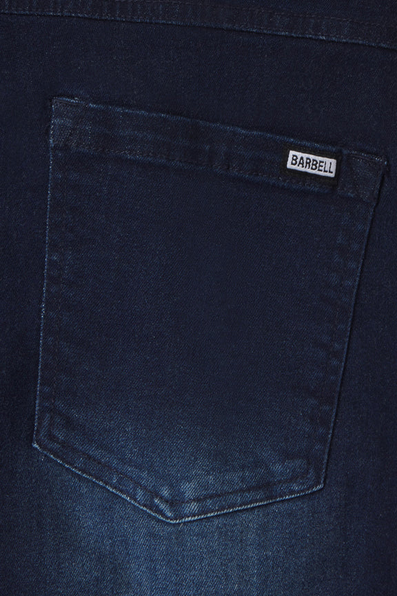 Mens Straight Athletic Fit Jeans 2.0 -Dark Distressed - photo from back pocket detail #color_dark-distressed