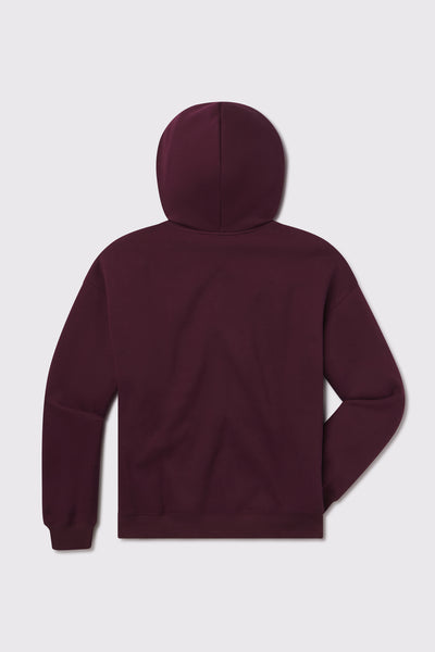 Monogram Heavy Hoodie - Maroon - photo from back flat lay #color_maroon