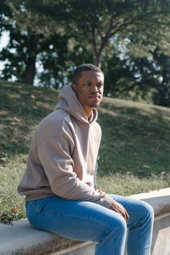 Monogram Heavy Hoodie - Stone - photo from lifestyle #color_stone
