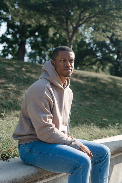 Monogram Heavy Hoodie - Stone - photo from lifestyle #color_stone