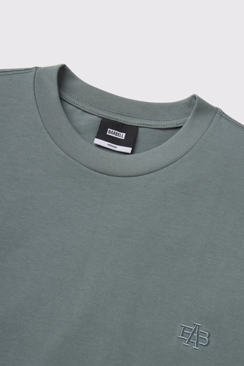 Heavy Tee - Sage - photo from collar detail #color_sage