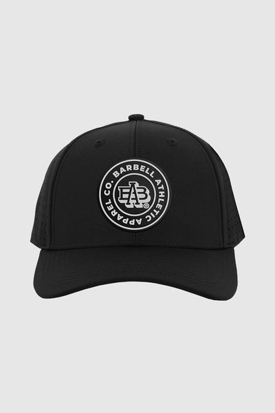 Monogram Mesh Snapback Hat - Black- photo from front #color_black-monogram