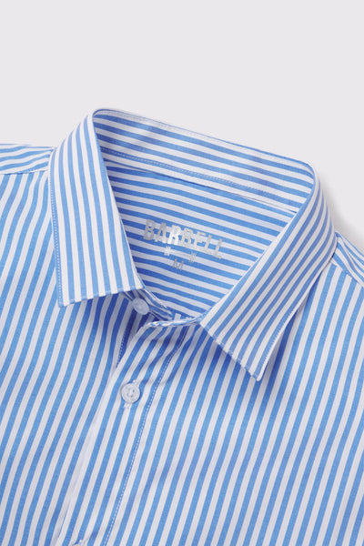 Motive Dress Shirt - Steel Stripe - photo from collar detail #color_steel-stripe