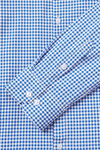 Motive Dress Shirt - Blue Gingham - photo from cuff detail #color_blue-gingham