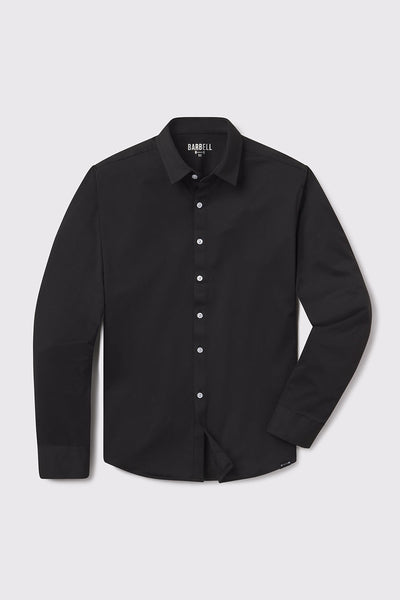 Motive Dress Shirt - Black - photo from front flat lay #color_black