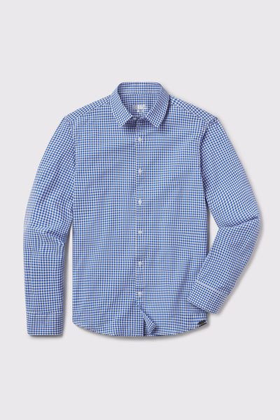 Motive Dress Shirt - Blue Gingham - photo from front flat lay #color_blue-gingham
