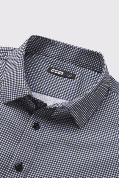 Motive Dress Shirt - Black Gingham - photo from collar detail #color_black-gingham