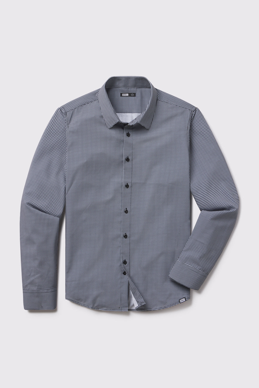 Motive Dress Shirt - Black Gingham - photo from front flat lay #color_black-gingham