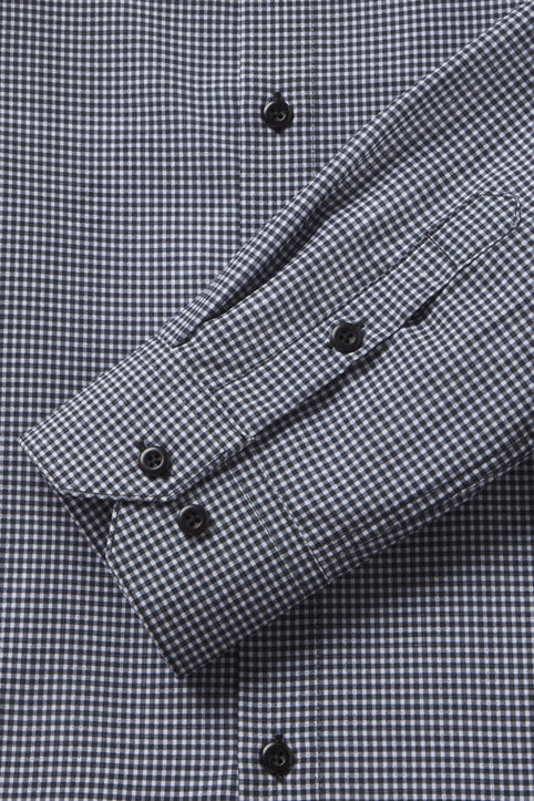 Motive Dress Shirt - Black Gingham - photo from collar detail #color_black-gingham