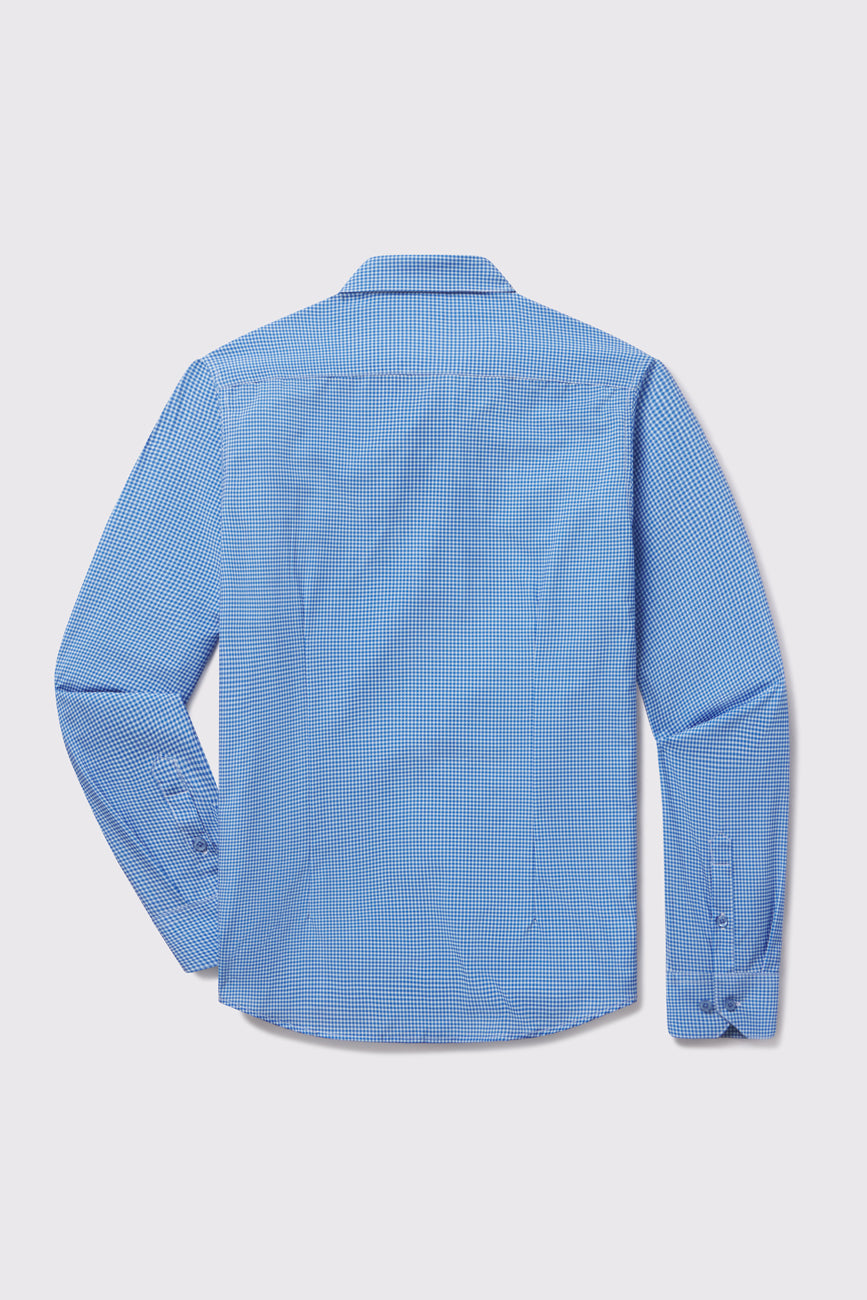 Motive Dress Shirt - Blue Gingham - photo from back flat lay #color_blue-gingham