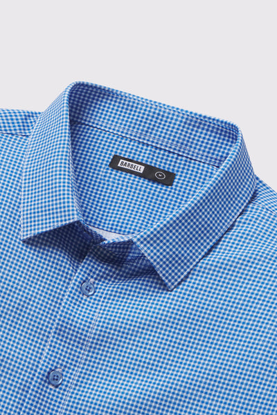 Motive Dress Shirt - Blue Gingham - photo from collar detail #color_blue-gingham