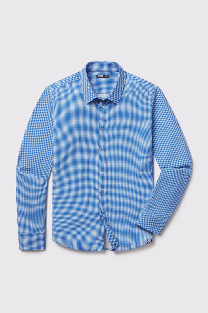 Motive Dress Shirt - Blue Gingham - photo from front flat lay #color_blue-gingham