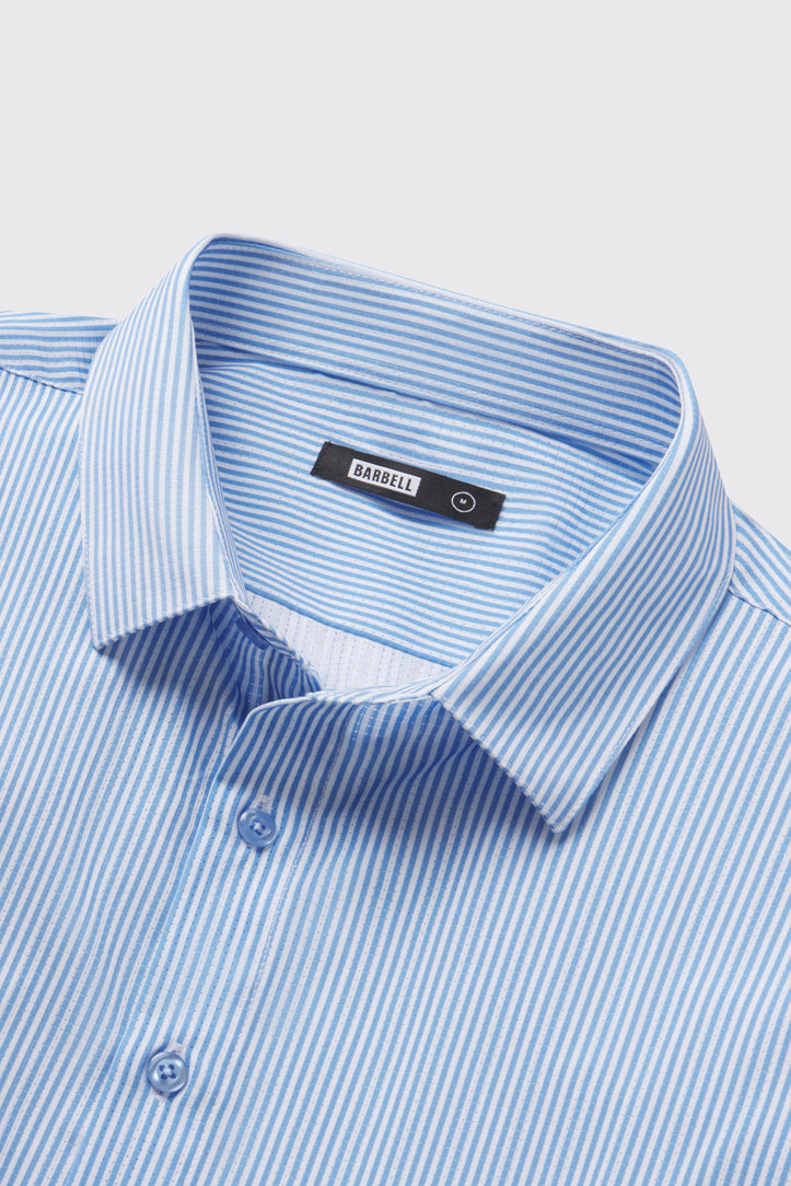 Motive Dress Shirt - Blue Stripe - photo from collar detail #color_blue-stripe