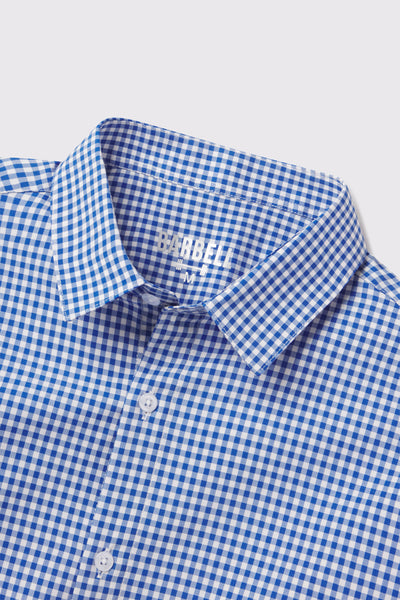 Motive Short Sleeve - Blue Gingham - photo from collar detail #color_blue-gingham