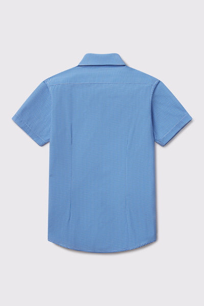 Motive Short Sleeve - Blue Gingham - photo from back flat lay #color_blue-gingham