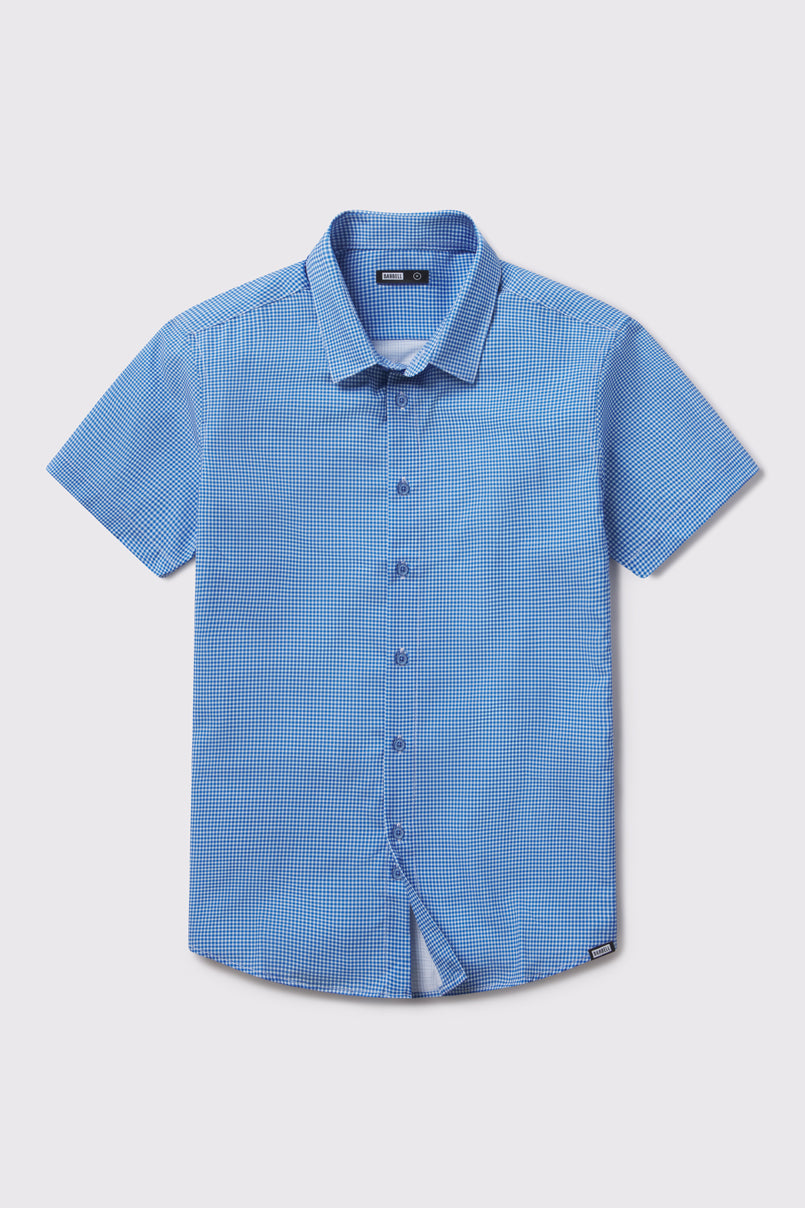 Motive Short Sleeve - Blue Gingham - photo from front flat lay #color_blue-gingham