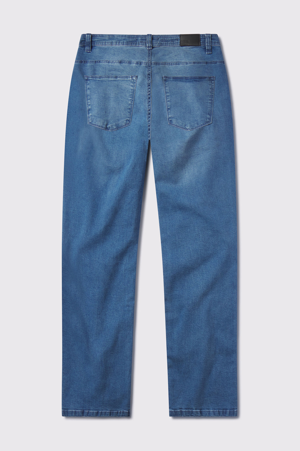 Mens Relaxed Athletic Fit Jeans 2.0 -Light Wash - photo from back flat lay #color_light-wash