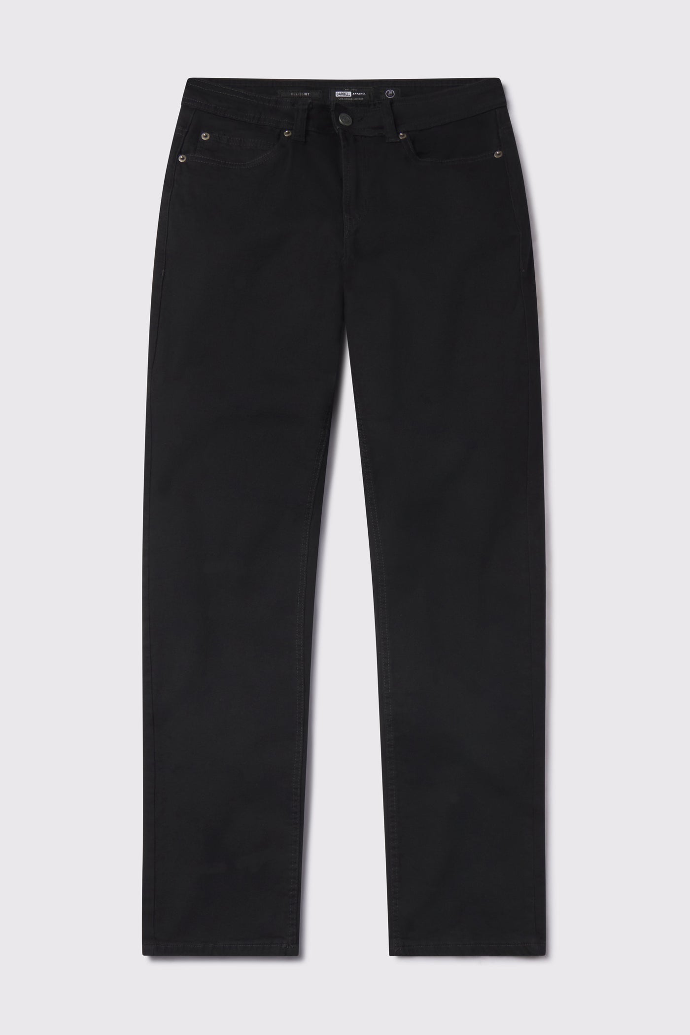 Mens Relaxed Athletic Fit Jeans 2.0 -Black - photo from front flat lay #color_black