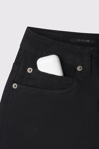 Mens Relaxed Athletic Fit Jeans 2.0 - Black - photo from detail flat lay #color_black