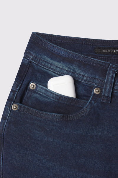 Mens Relaxed Athletic Fit Jeans 2.0 -Medium Distressed - photo from detail flat lay #color_medium-distressed