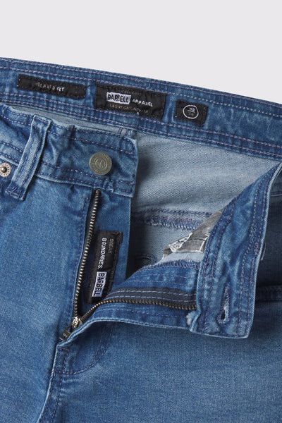 Mens Relaxed Athletic Fit Jeans 2.0 -Light Wash - photo from front zipper detail #color_light-wash