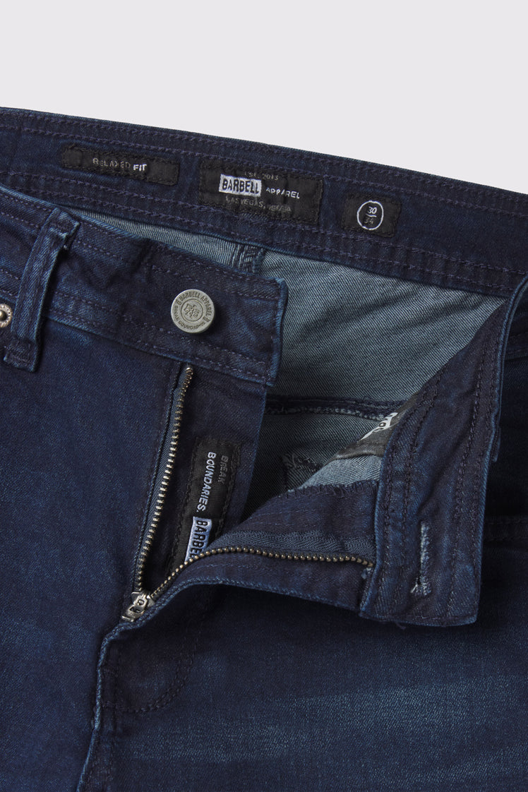 Relaxed Athletic Fit Jeans 2.0 - Medium Distressed - photo from zipper detail #color_medium-distressed