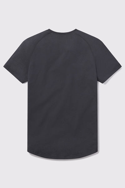 Scout Henley Short Sleeve -Charcoal - photo from back flat lay #color_charcoal