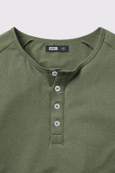 Scout Henley Short Sleeve -Sage - photo from front button detail #color_sage