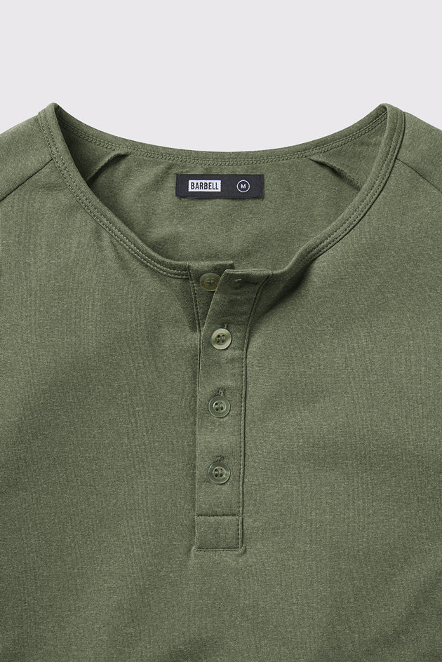 Scout Henley Short Sleeve -Sage - photo from front button detail #color_sage