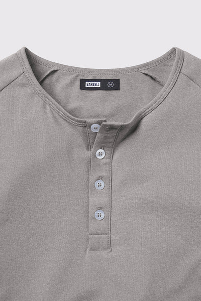 Scout Henley Short Sleeve -Slate - photo from front button detail #color_slate