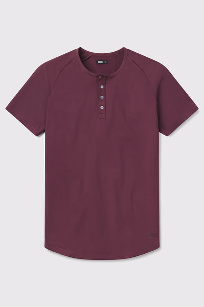 Scout Henley Short Sleeve -Currant - photo from front flat lay #color_currant