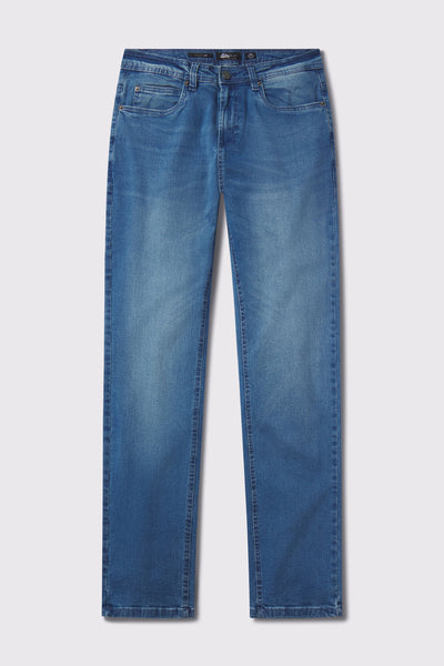 Mens Straight Athletic Fit Jeans 2.0 - Light Wash - photo from front flat lay #color_light-wash