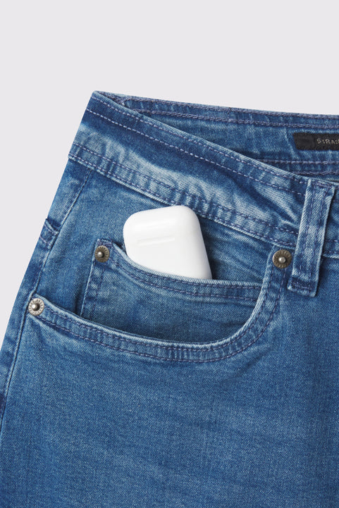 Mens Straight Athletic Fit Jeans 2.0 -Light Wash - photo from detail flat lay #color_light-wash