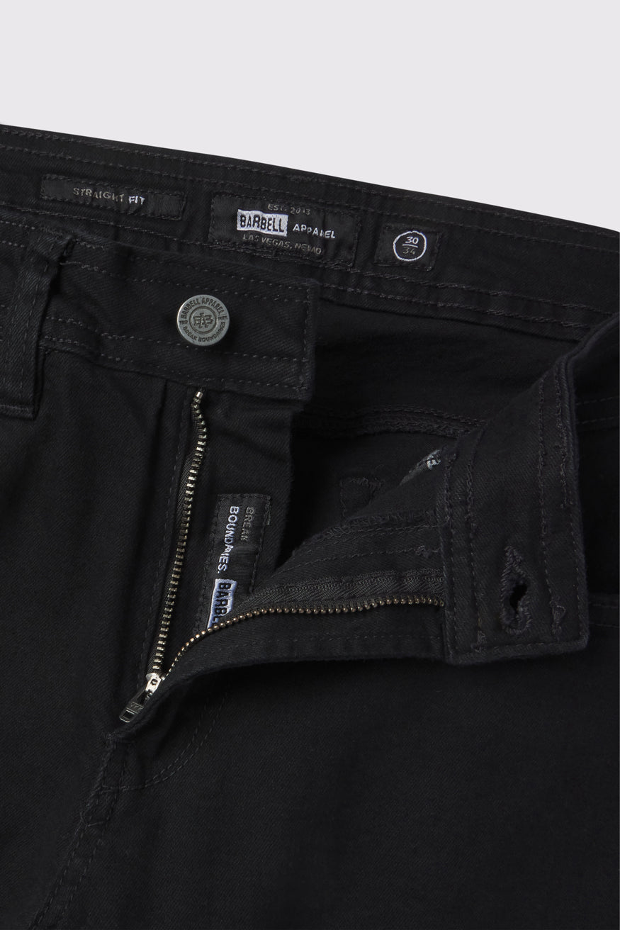 Mens Straight Athletic Fit Jeans 2.0 -Black - photo from front zipper detail #color_black