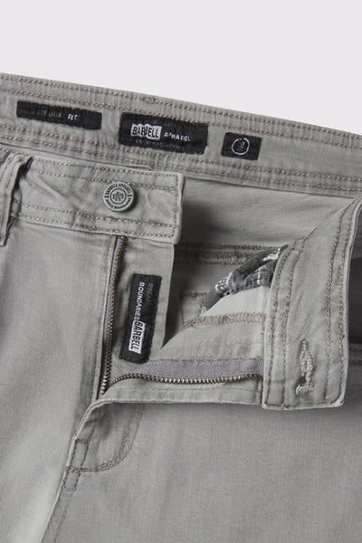 Mens Straight Athletic Fit Jeans 2.0 -Cement - photo from front zipper detail #color_cement