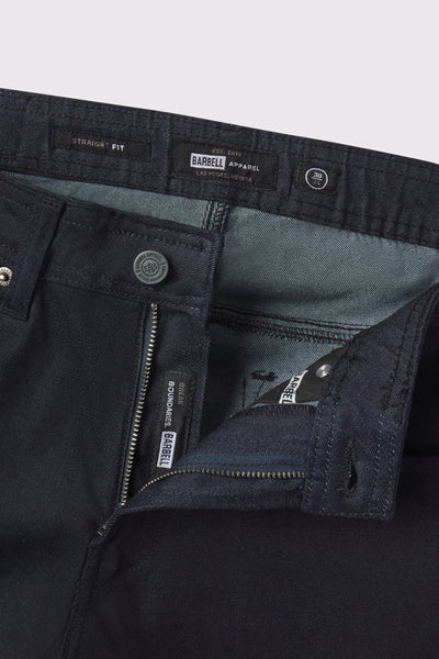 Mens Straight Athletic Fit Jeans 2.0 -Dark Rinse - photo from front zipper detail #color_dark-rinse