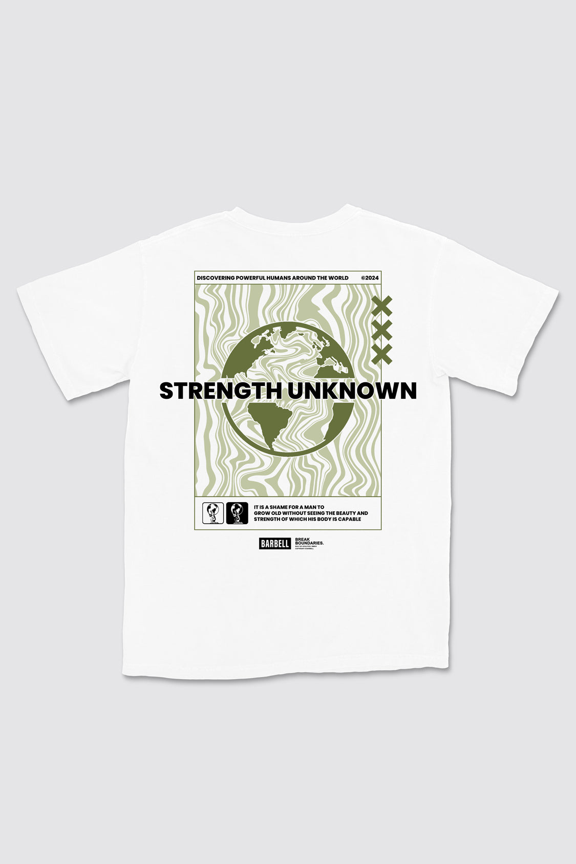 Strength Unknown Essence Tee - White - photo from back flat lay #color_white