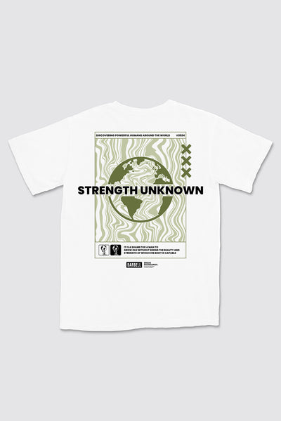 Strength Unknown Essence Tee - White - photo from back flat lay #color_white