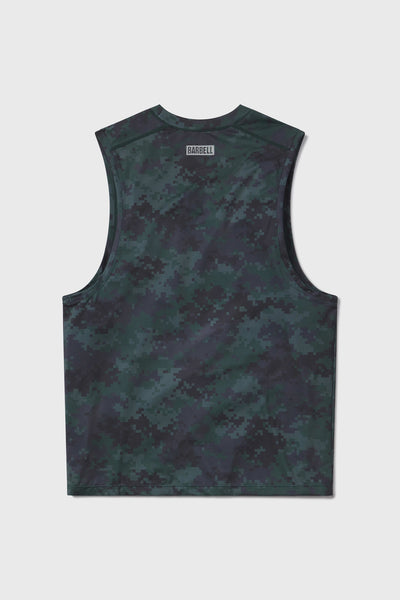 Ultralight Muscle Tank - Woodland - photo from back flat lay #color_woodland