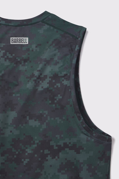 Ultralight Muscle Tank - Woodland - photo from detail flat lay #color_woodland