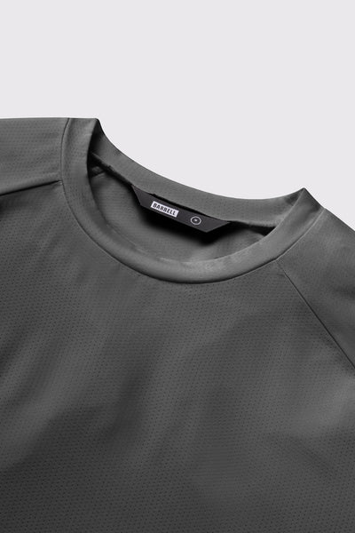 Ultralight Tech Tee - Charcoal - photo from collar #color_charcoal