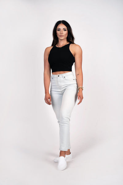 Womens Athletic Fit Mom Jeans - Light Wash - photo from front #color_light-wash