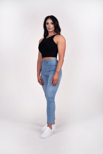 Womens Athletic Fit Mom Jeans - Medium Blue - photo from front #color_medium-blue