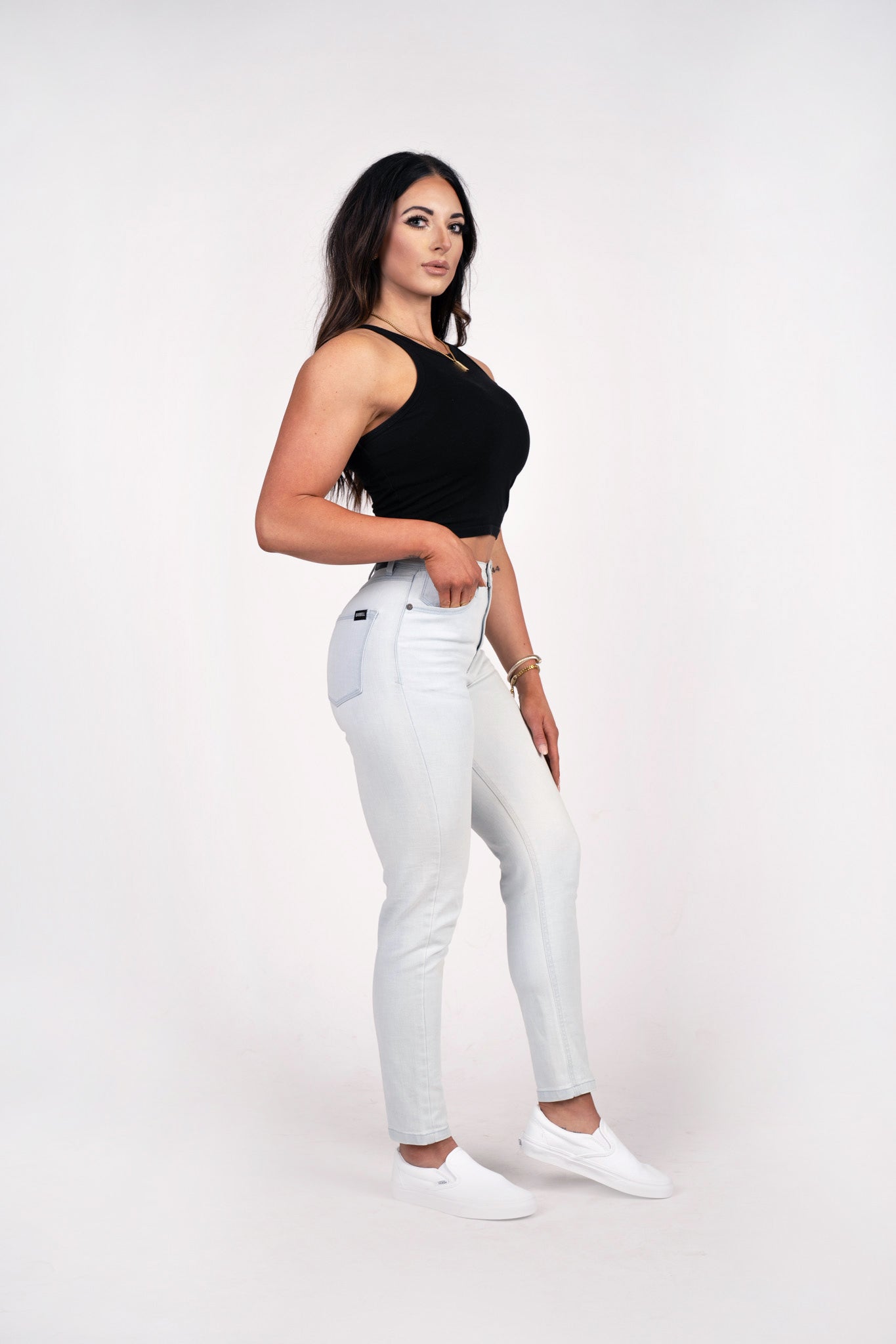 Womens Athletic Fit Mom Jeans - Light Wash - photo from back #color_light-wash