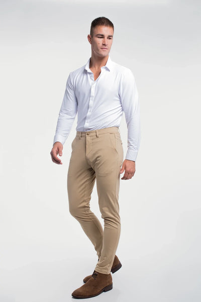 Anything Chino Slim - Khaki - photo from front second angle #color_khaki