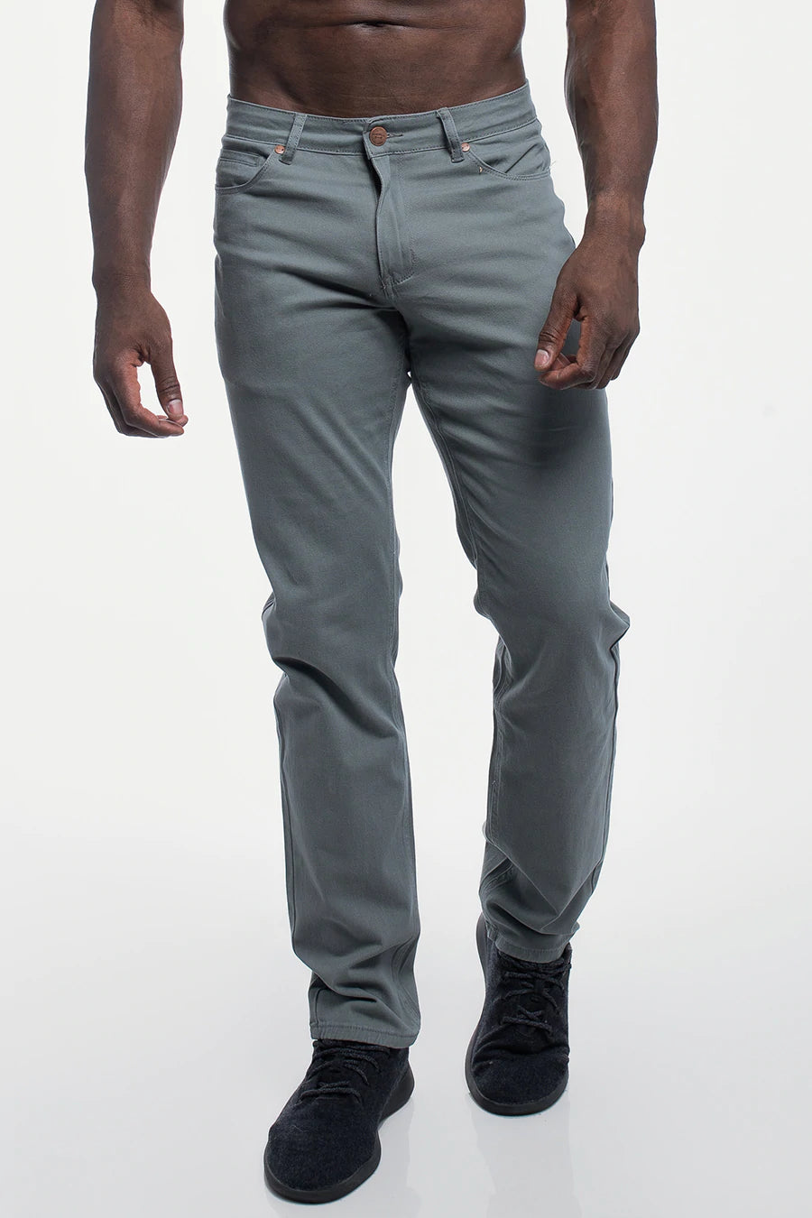 Athletic Fit Chino Pant  - Ash - photo from front in focus #color_ash