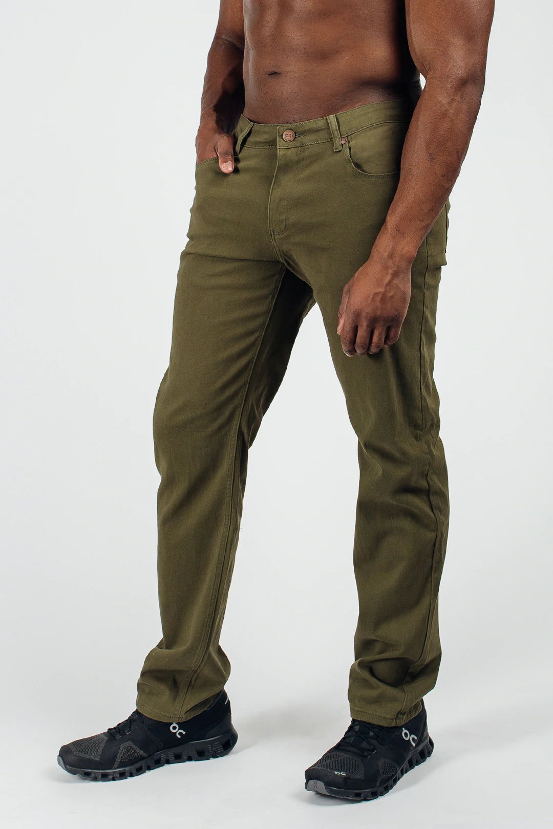 Athletic Fit Chino Pant  - Drab - photo from front in focus #color_drab
